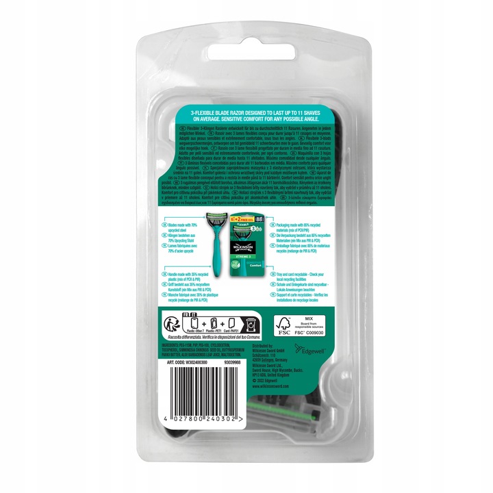 Wilkinson Xtreme3 Sensitive maszynki do golenia 8 x3