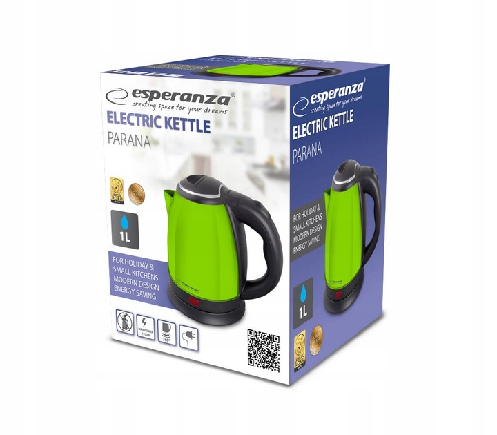 CZAJNIK ELEKTRYCZNY BEZPRZEWODOWY MAŁY 1L 1350W STALOWY ESPERANZA
