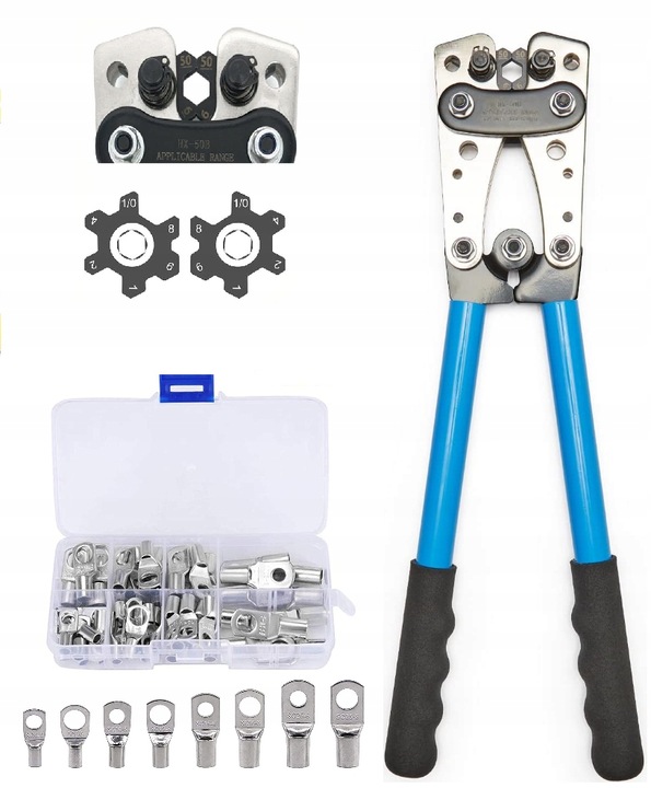 ZACISKARKA KOŃCÓWEK KABLI PRZEWODÓW PRASKA TULEJKI 6-50mm2 + 60