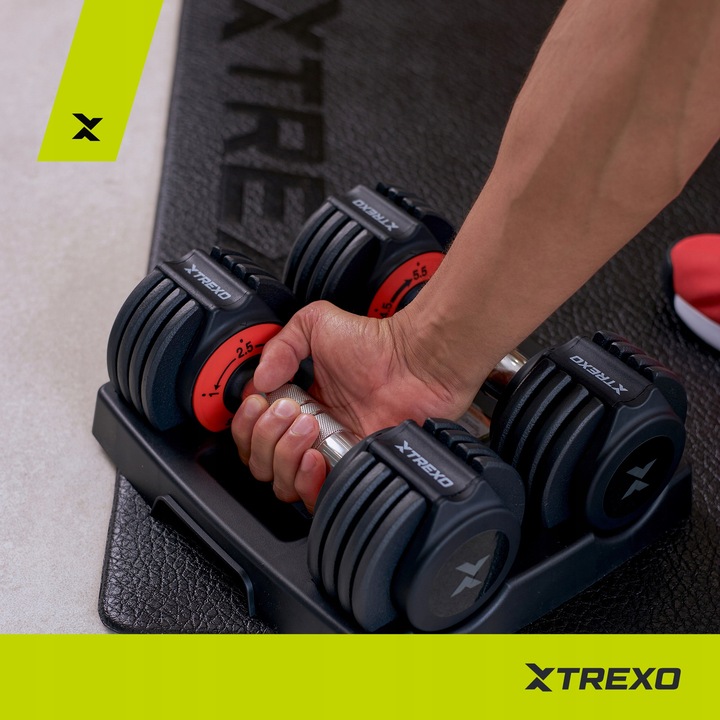 Zestaw hantli regulowanych TREXO 2 x 5,75 kg czarny 11,5 kg|