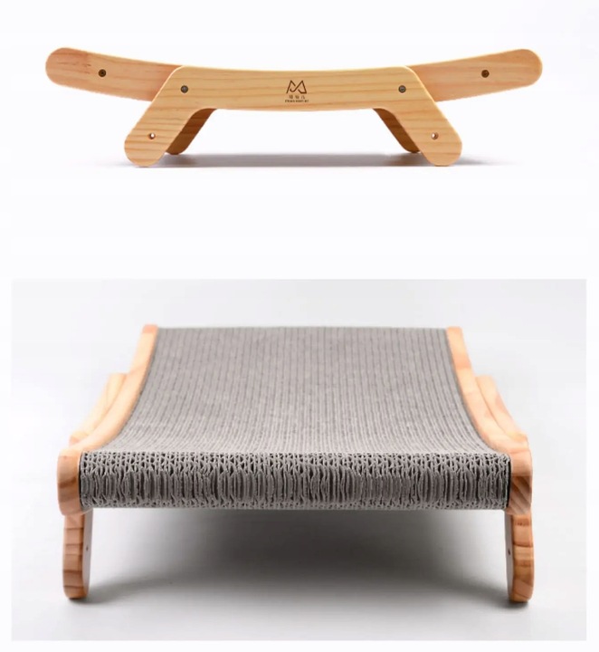 Drapak drewniany dla kota legowisko leżanka 2w1 mata do drapania (F066)