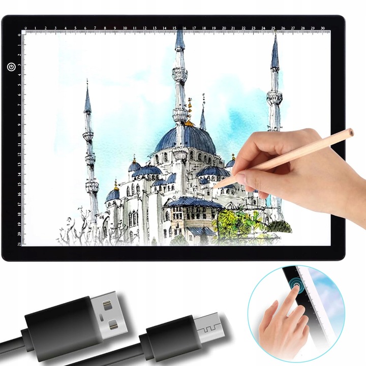 DESKA KREŚLARSKA A4 PODŚWIETLANA TABLICA LED TABLET GRAFICZNY DO RYSOWANIA