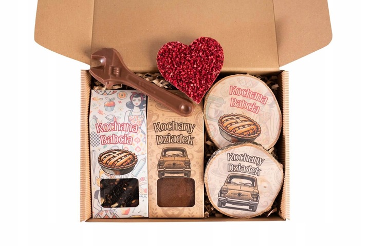 PREZENT NA DZIEŃ BABCI I DZIADKA zestaw z nadrukiem podkładki kawa herbata