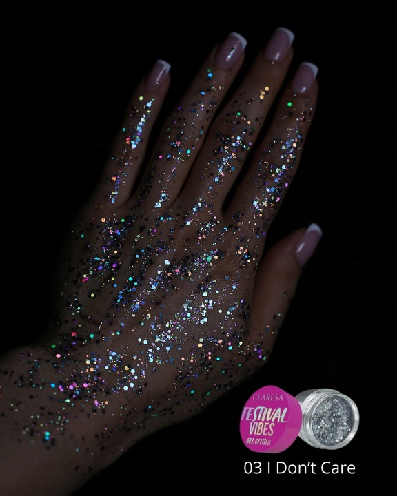 CLARESA FESTIVAL VIBE BROKAT W ŻELU DO TWARZY CIAŁA WŁOSÓW 03 I DON'T CARE