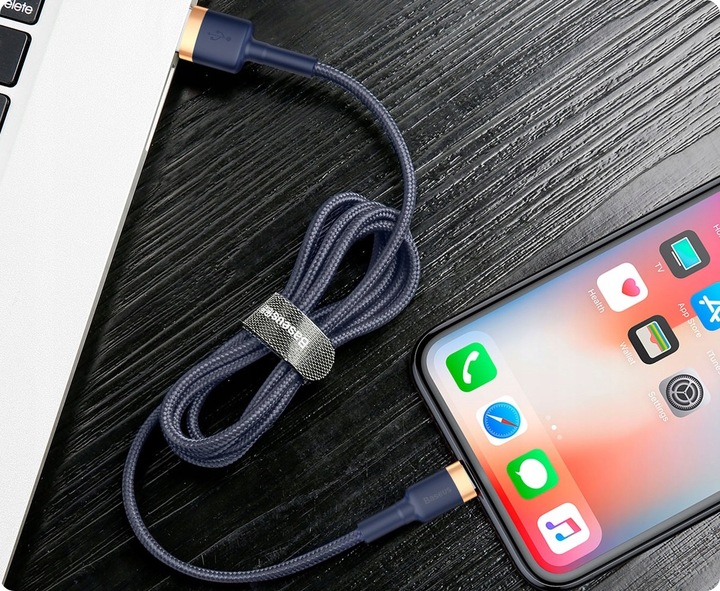 BASEUS MOCNY KABEL USB DO LIGHTNING IPHONE IPAD PRZEWÓD OPLOT 1.5A 2M