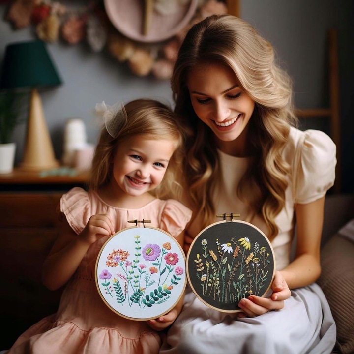 ZESTAW DO HAFTOWANIA 3 SZT HAFT DIY 16x IGŁA OBRĘCZ 20 CM WZORY VIDEO