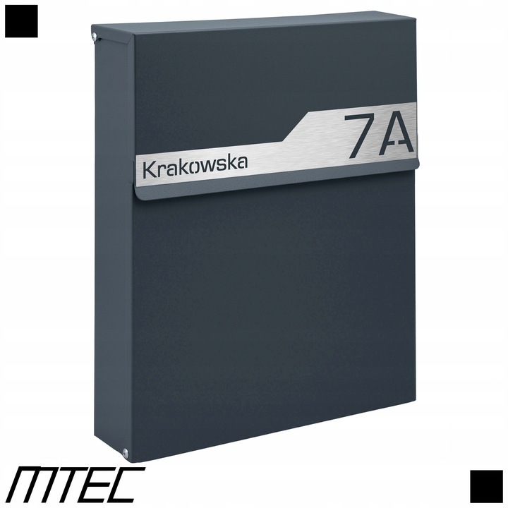 SKRZYNKA POCZTOWA NA LISTY POCZTĘ ANTRACYT +LAMINAT NAPIS ADRES ULICA NUMER