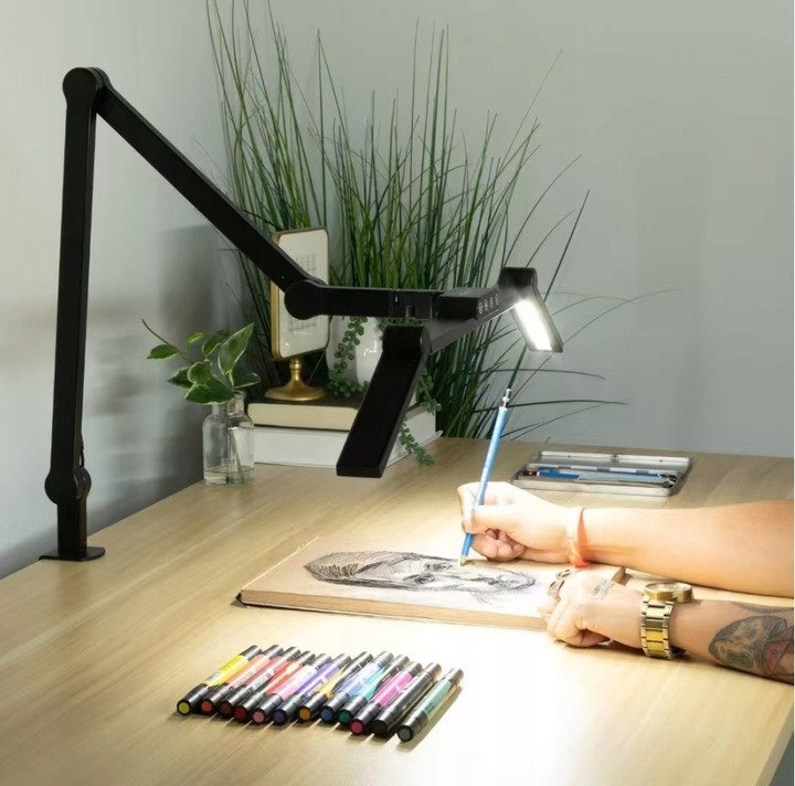 Lampa biurkowa kreślarska LED bezcieniowa z regulacją jasności barw