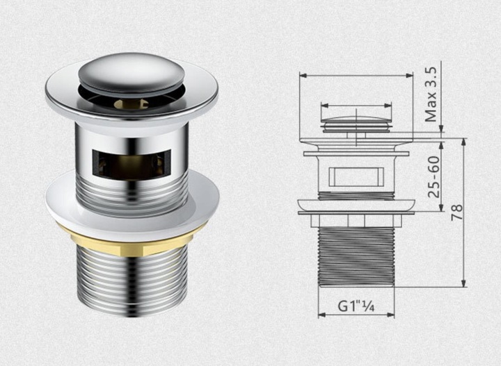 ZESTAW: SYFON UMYWALKOWY DO UMYWALKI + KOREK KLIK-KLAK Z PRZELEWEM