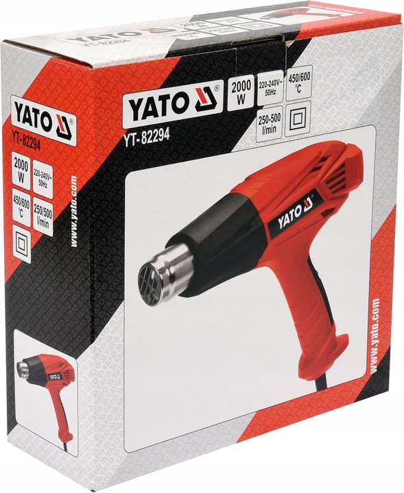 OPALARKA ELEKTRYCZNA 2000W YATO Z REGULACJĄ 2 BIEGI 450-600°C 4 DYSZE