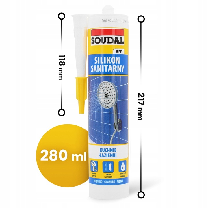 Silikon Sanitarny BIAŁY Łazienki WC Kuchni Płytek Elastyczny Grzybobójczy