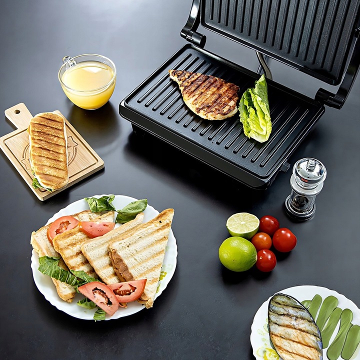 KONTAKTOWY GRILL ELEKTRYCZNY OPIEKACZ SKŁADANY TOSTER PANINI KANAPEK