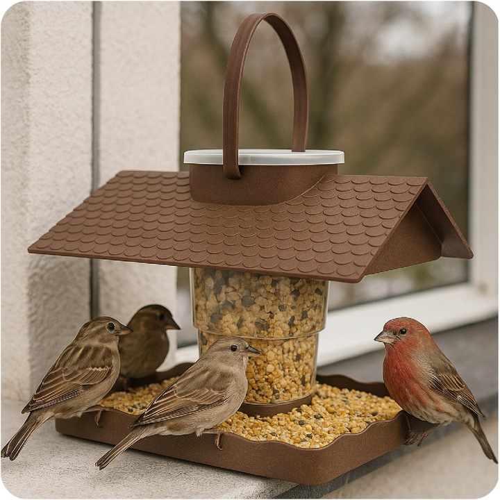 KARMNIK DLA PTAKÓW DUŻY MOCNY DOMEK BUDKA NA KARMĘ POKARM ZIARNO