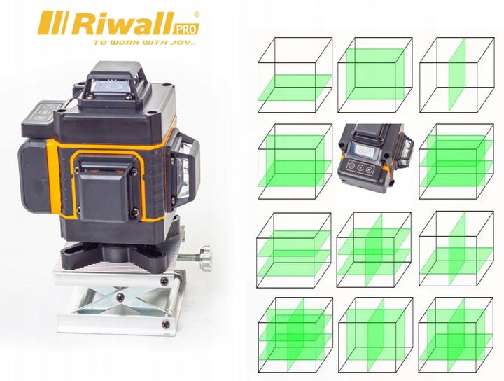Laser krzyżowy Riwall RNP-01 16 Linii Pro +Zestaw akcesoriów 25 m
