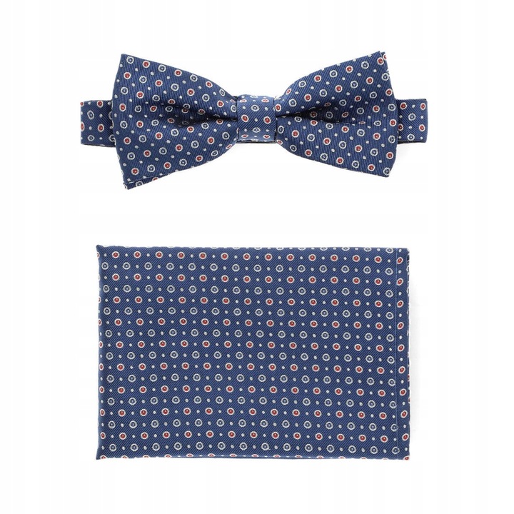 Mucha Męska Granatowa Mikrowzór+Poszetka M.144