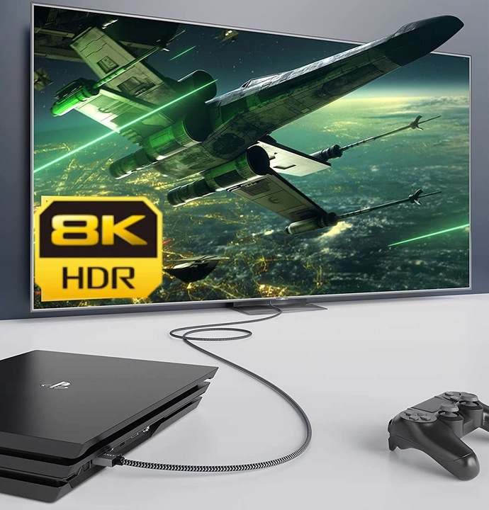 Kabel HDMI -HDMI v2.1 przewód 2M 3D - 4K 8k FULLHD Przewód HDMI do TV MOCNY