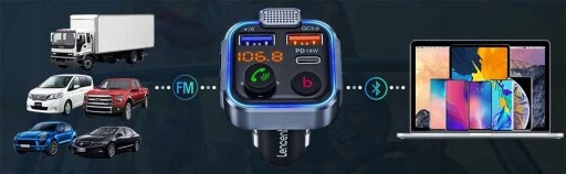 TRANSMITER SAMOCHODOWY BLUETOOTH FM MP3 SZYBKA ŁADOWARKA 3 x USB QC 3.0