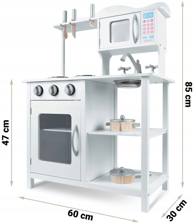 ZESTAW KUCHNIA DREWNIANA DLA DZIECI KUCHENKA RETRO DUŻA PALNIKI + ACKESORIA