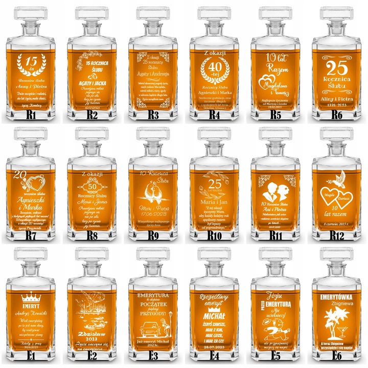 KARAFKA 4 SZKLANKI DO WHISKY i 4 kieliszki Z GRAWEREM na Prezent