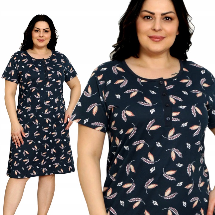 KOSZULA NOCNA 4 guziki LINIA PLUS SIZE nadwymiar DUŻA ROZMIARÓWKA duże XL