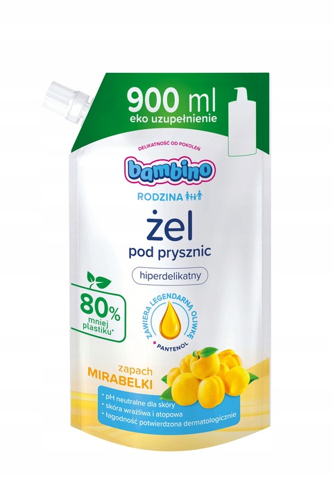 BAMBINO Żel pod prysznic Mirabelka zapas 3x 900ml