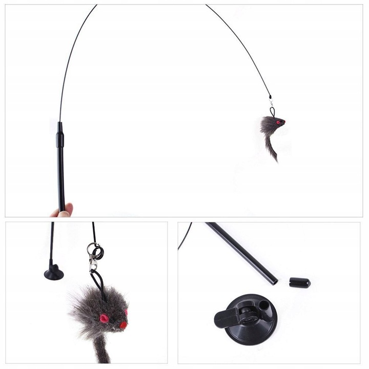 ZABAWKA DLA KOTA PODWÓJNA PRZYSSAWKA RUCHOMA PTAK MYSZKA WĘDKA