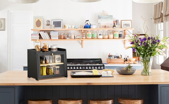 CHLEBAK DREWNIANY CZARNY POJEMNIK NA CHLEB PIECZYWO DUŻY BAMBUSOWY 40x35x25