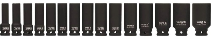 YATO ZESTAW KOMPLET NASADKI KLUCZE UDAROWE DŁUGIE 1/2 15 EL WALIZKA
