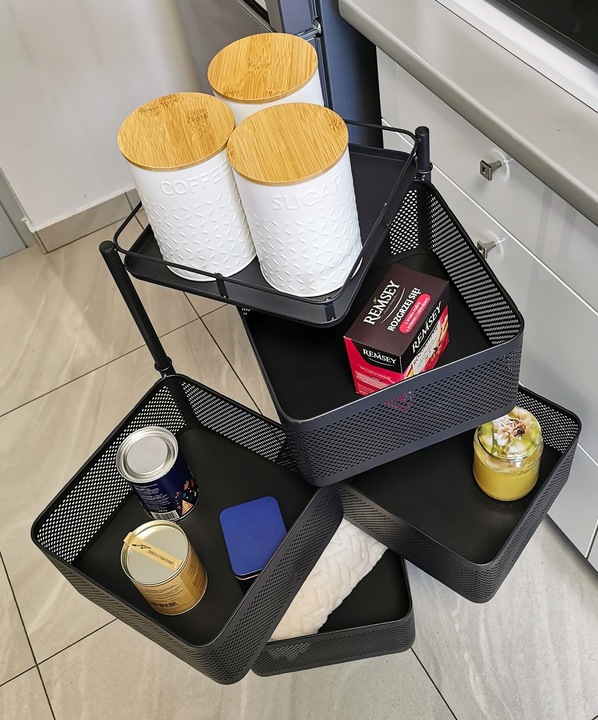 REGAŁ KUCHENNY MOBILNY STOLIK NA KÓŁKACH WÓZEK 6-POZIOMOWY 5 KOSZY