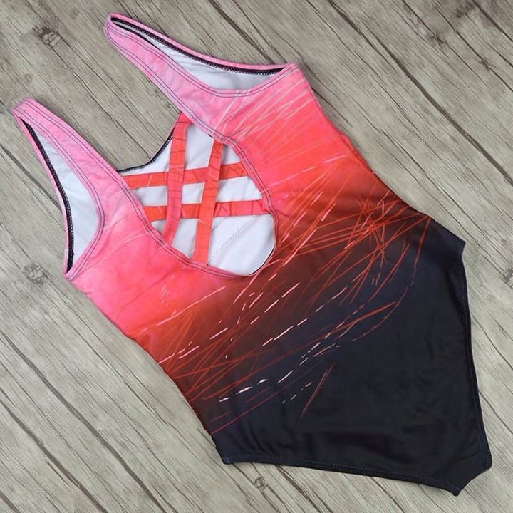 WYSZCZUPLAJĄCY STRÓJ JEDNOCZĘŚCIOWY KOSTIUM KĄPIELOWY CIENIOWANY OMBRE M