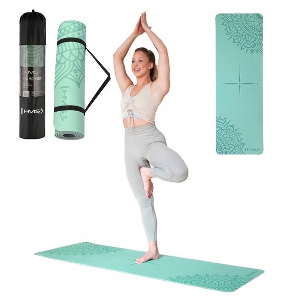 Mata materac miękka TPE podwójna warstwa 182x61cm ZESTAW z pokrowcem +paski