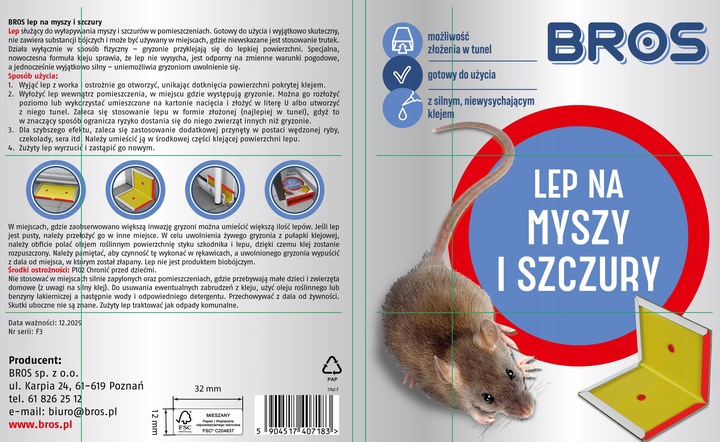 BROS DUŻY Lep na myszy i szczury, pułapka lepowa 6 SZTUK