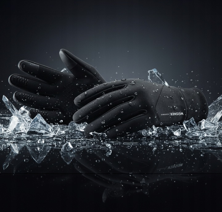WEISNER GO | RĘKAWICZKI CZARNE MĘSKIE ZIMOWE SAMOCHODOWE ROWEROWE