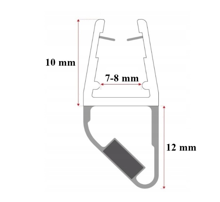 Uszczelka magnetyczna do kabiny 8mm 200cm 2szt