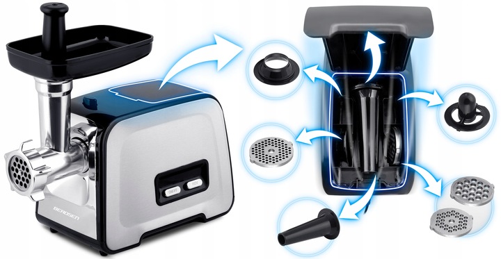 Maszynka do mielenia mięsa Berdsen 1200W Komplet nasadek i sitek