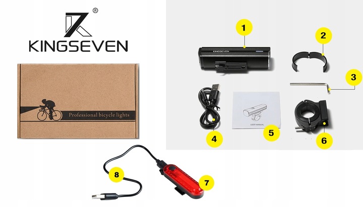 Mocna Lampka ROWEROWA Światło LED przód + tył 1000lm latarka 4800mAh ROWER