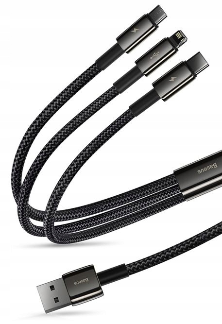 BASEUS Szybki Kabel USB 3w1 Lightning do iPhone microUSB USB-C 1,5m 3.5 A