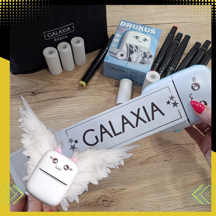 Mini Drukarka Termiczna DRUKUŚ ORYGINALNY Do Zdjęć Przenośna + 11 ROLEK