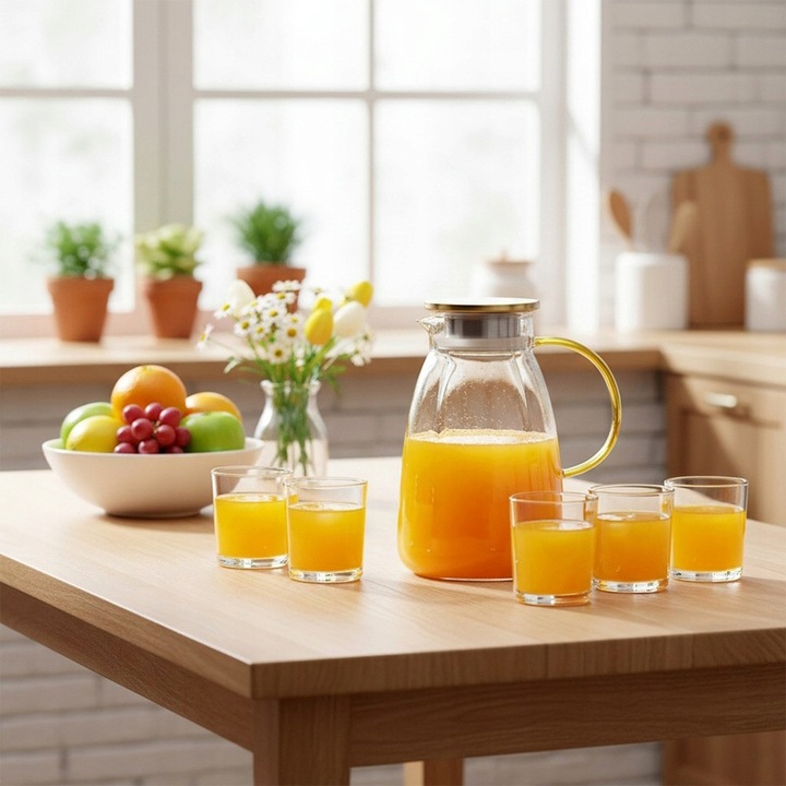 Dzbanek NA NAPOJE wodę sok lemoniadę do napojów szklany z pokrywką 2,2L