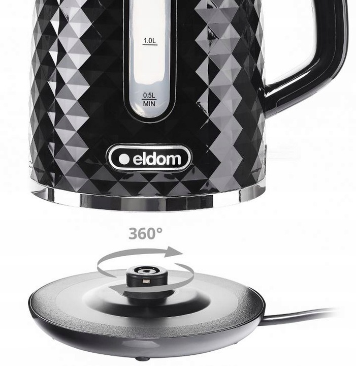 Czajnik elektryczny bezprzewodowy czarny ELDOM C280B 1,7L 2200W cichy