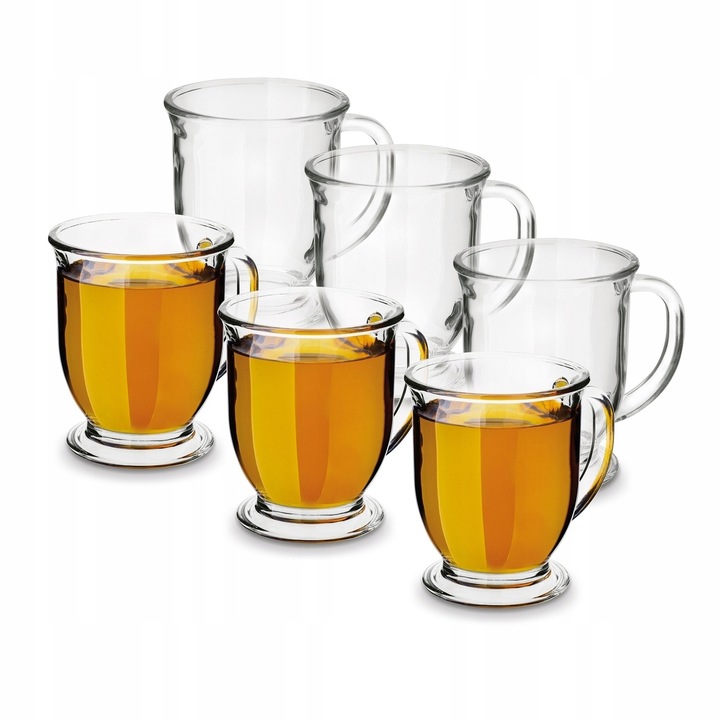 Szklane KUBKI DO KAWY HERBATY szklanki DO NAPOJÓW 6xKUBEK CARLO 450ml Tadar