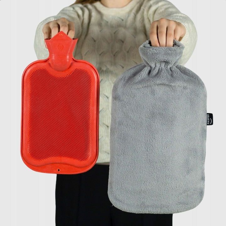 Duży termofor gumowy w pokrowcu Pasper XXL - 3500 ml - 8 godzin cieplnych