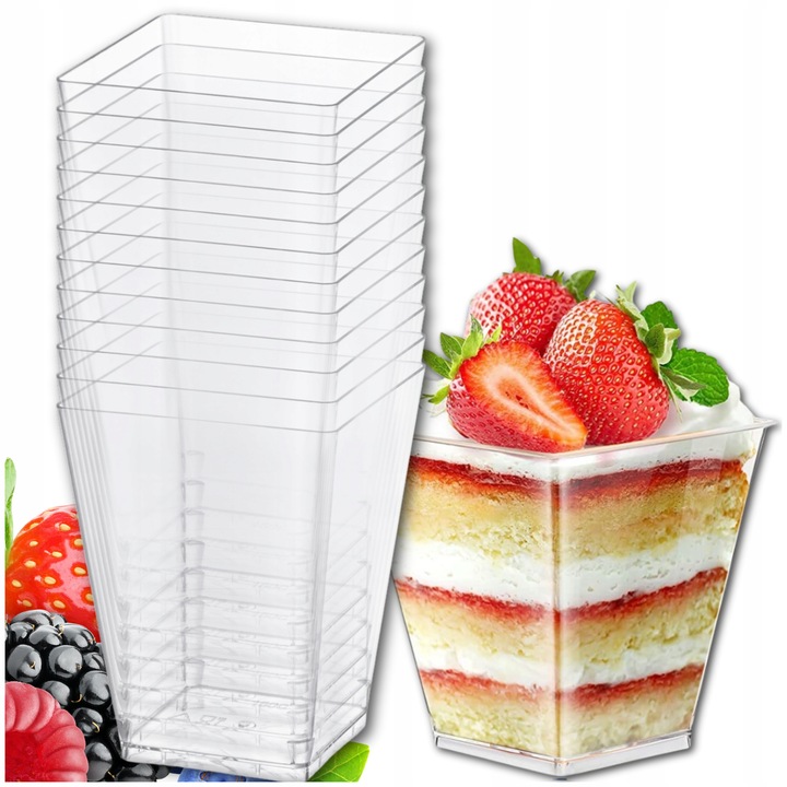 PUCHARKI NA DESERY POJEMNIKI NA ŻYWNOŚĆ DESEROWE 120ml 50szt ZESTAW