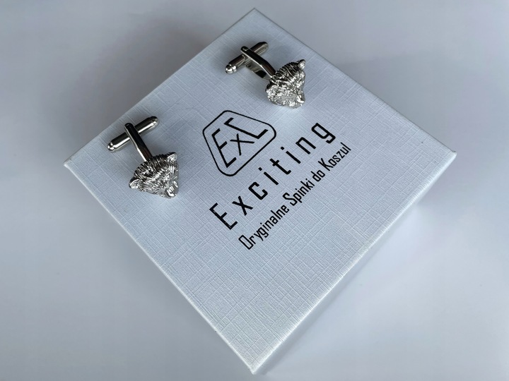 Spinki do mankietów EXC Miś Niedźwiadek Gryzli Głowa Misia w białym Etui