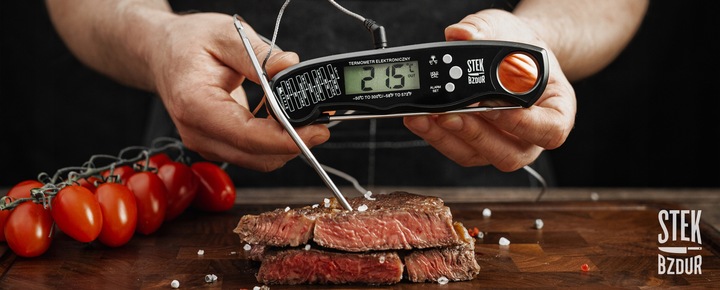 Termometr Kuchenny Cyfrowy do Mięsa Steków Żywności STEK BZDUR LCD