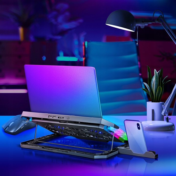 Podstawka Podkładka Chłodząca POD LAPTOPA Laptop DO 17' Regulacja 2XUSB LED
