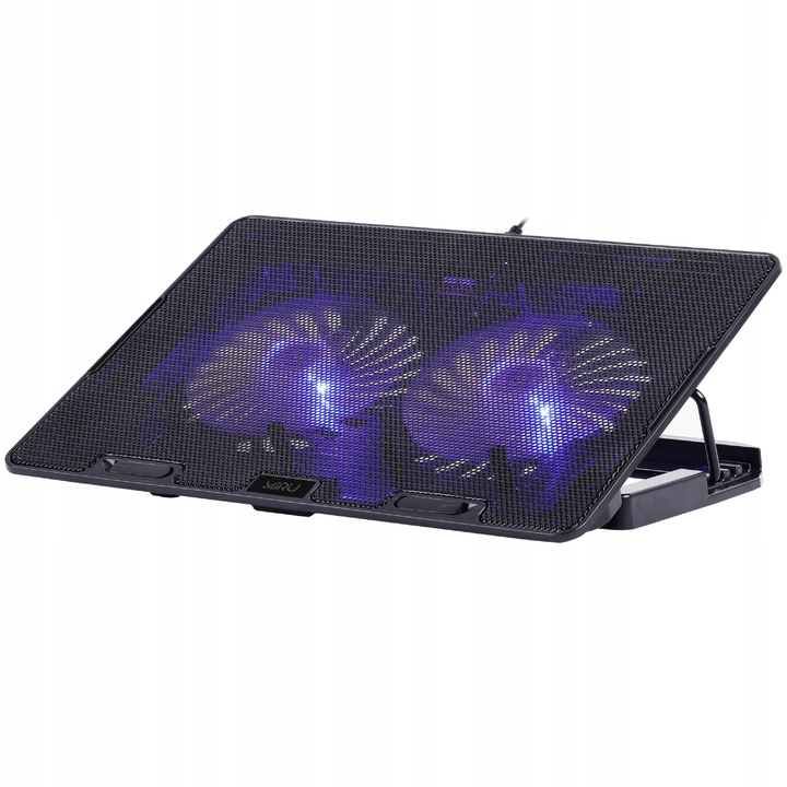 PODSTAWKA CHŁODZĄCA POD LAPTOPA 15,6" CZARNA REGULOWANA PODKŁADKA LED Z USB