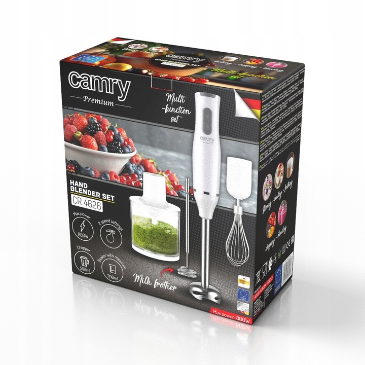 BLENDER RĘCZNY WIELOFUNKCYJNY MIKSER MALAKSER 800W ROZDRABNIACZ