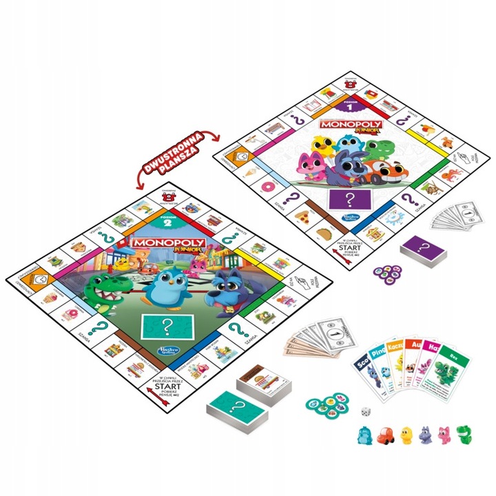 Gra Monopoly Junior 2w1 dwustronna plansza PL Hasbro F8562