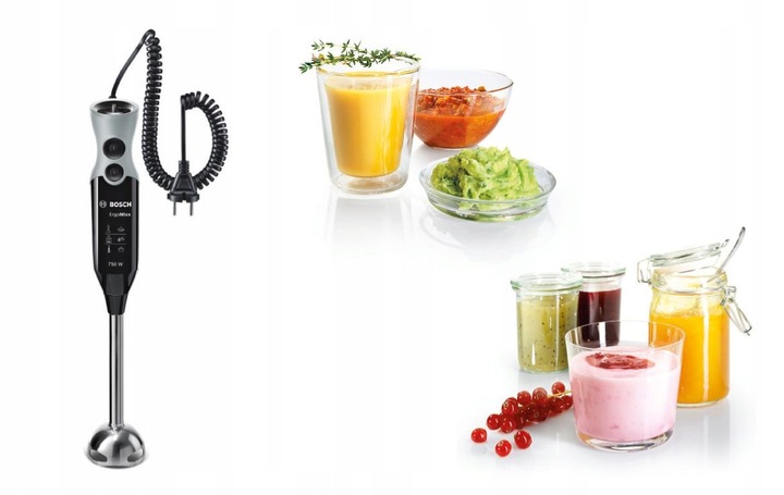 BLENDER RĘCZNY BOSCH TURBO MOC 750W QUATTROBLADE ROZDRABNIACZ MSM